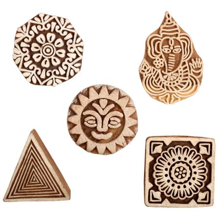 Set of 5 Piece New Mix Wooden Printing Block